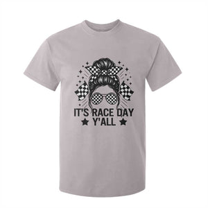 Racing Checkered Flag Messy Bun Race Day T Shirt For Kid TS14 Ice Gray Print Your Wear