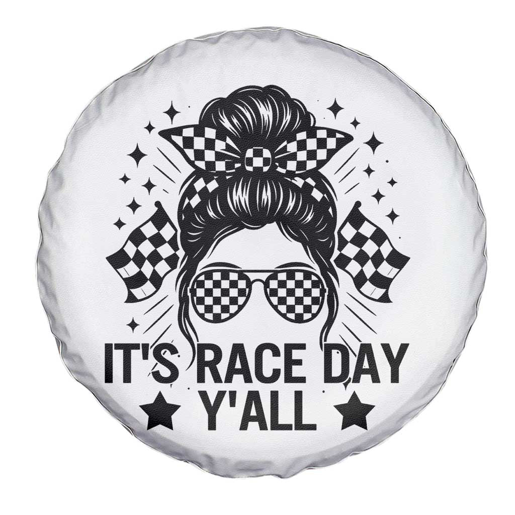 Racing Checkered Flag Messy Bun Race Day Spare Tire Cover TS14 Print Your Wear