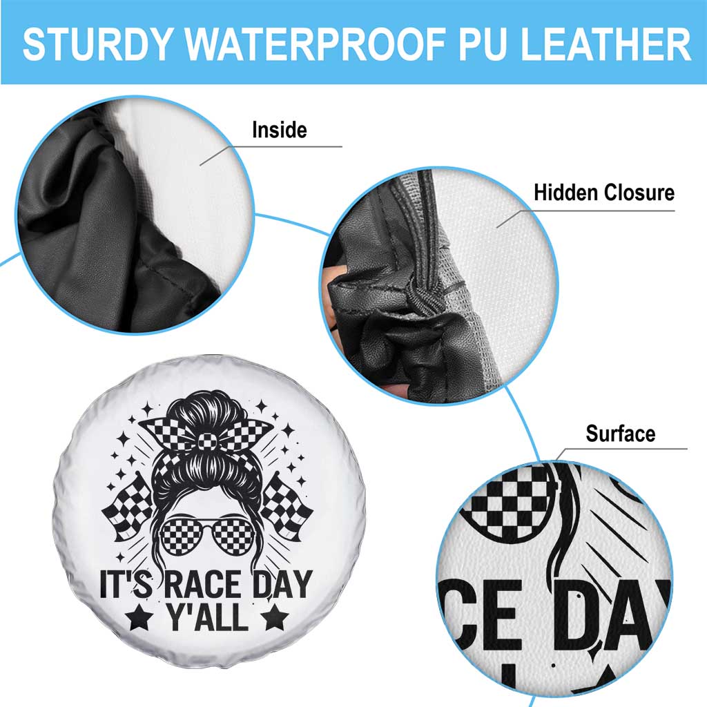 Racing Checkered Flag Messy Bun Race Day Spare Tire Cover TS14 Print Your Wear