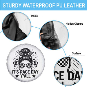 Racing Checkered Flag Messy Bun Race Day Spare Tire Cover TS14 Print Your Wear
