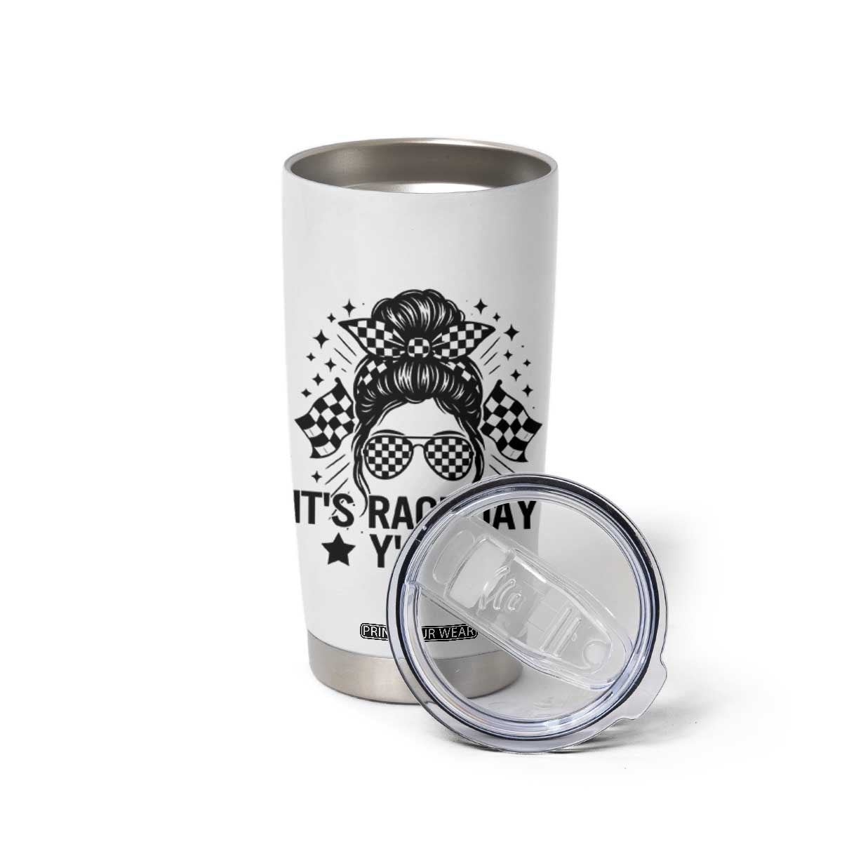 Racing Checkered Flag Messy Bun Race Day Tumbler Cup TS14 Print Your Wear