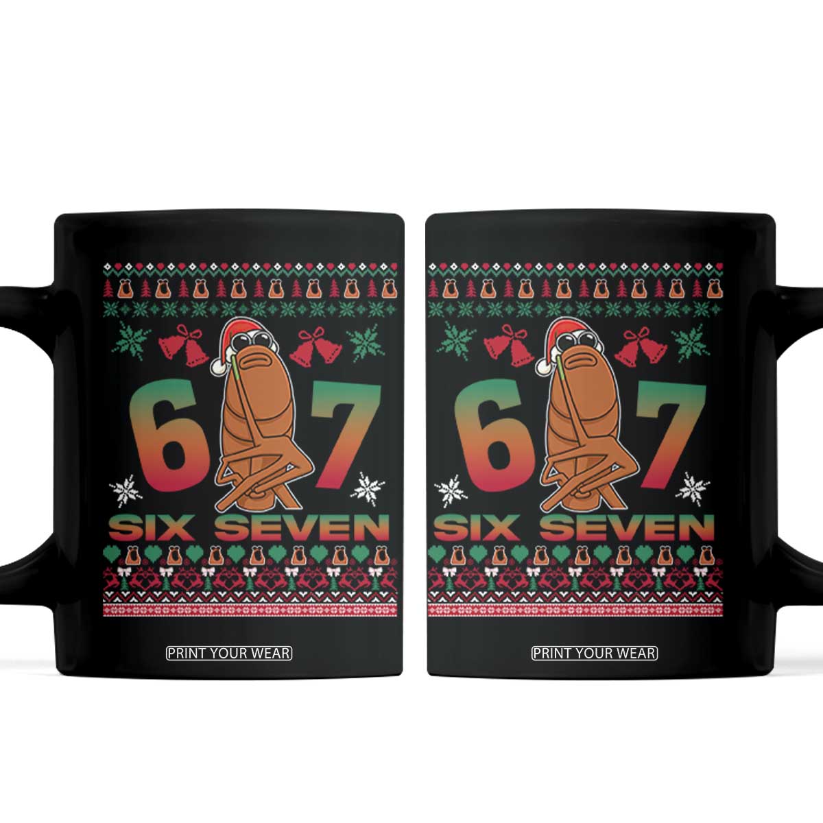 67 Six Seven Christmas Coffee Mug Marcus The Worm Robert Meme TS14 Black Print Your Wear