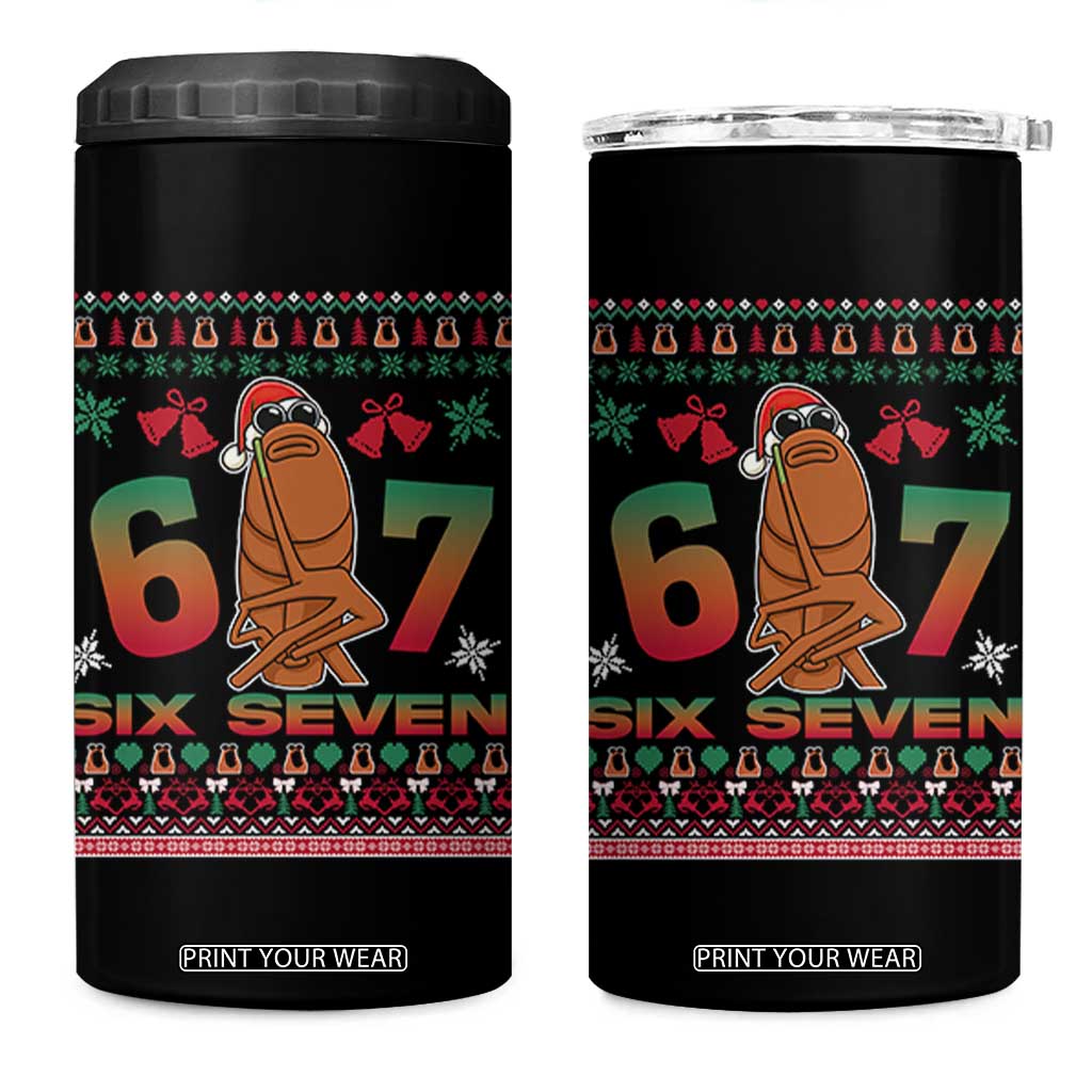 67 Six Seven Christmas 4 in 1 Can Cooler Tumbler Marcus The Worm Robert Meme TS14 One Size: 16 oz Black Print Your Wear