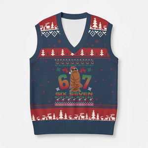67 Six Seven Xmas V-Neck Knit Sweater Vest Marcus The Worm Robert Meme TS14 Navy Red Print Your Wear