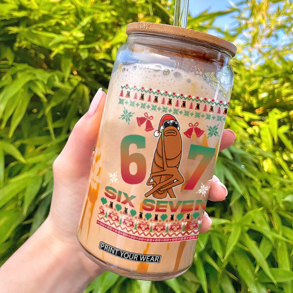 67 Six Seven Christmas Glass Can Marcus The Worm Robert Meme TS14 Black Print Your Wear