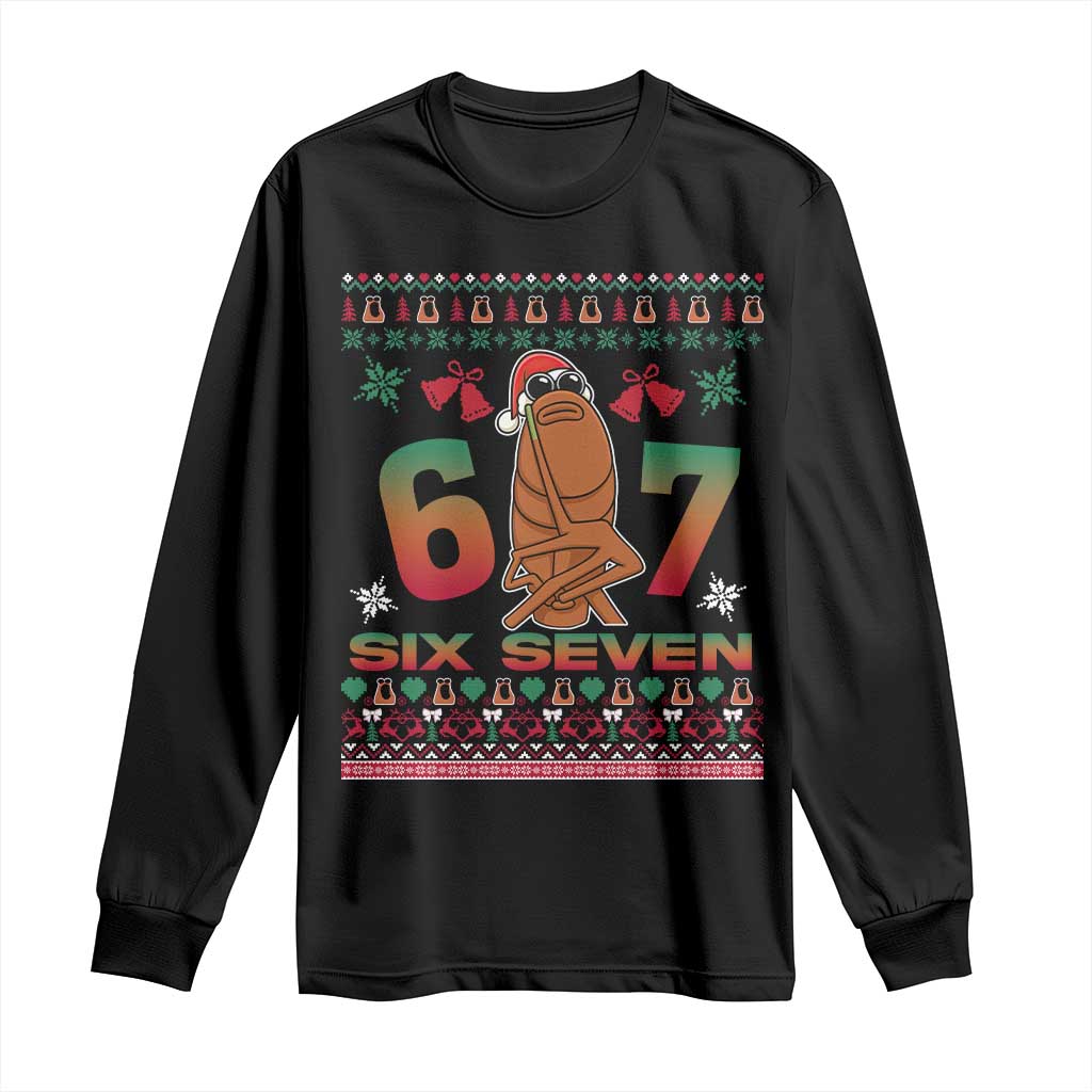 67 Six Seven Christmas Long Sleeve Shirt Marcus The Worm Robert Meme TS14 Black Print Your Wear
