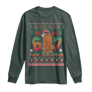 67 Six Seven Christmas Long Sleeve Shirt Marcus The Worm Robert Meme TS14 Dark Forest Green Print Your Wear