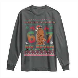 67 Six Seven Christmas Long Sleeve Shirt Marcus The Worm Robert Meme TS14 Dark Heather Print Your Wear
