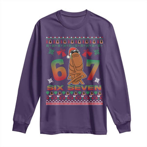 67 Six Seven Christmas Long Sleeve Shirt Marcus The Worm Robert Meme TS14 Purple Print Your Wear
