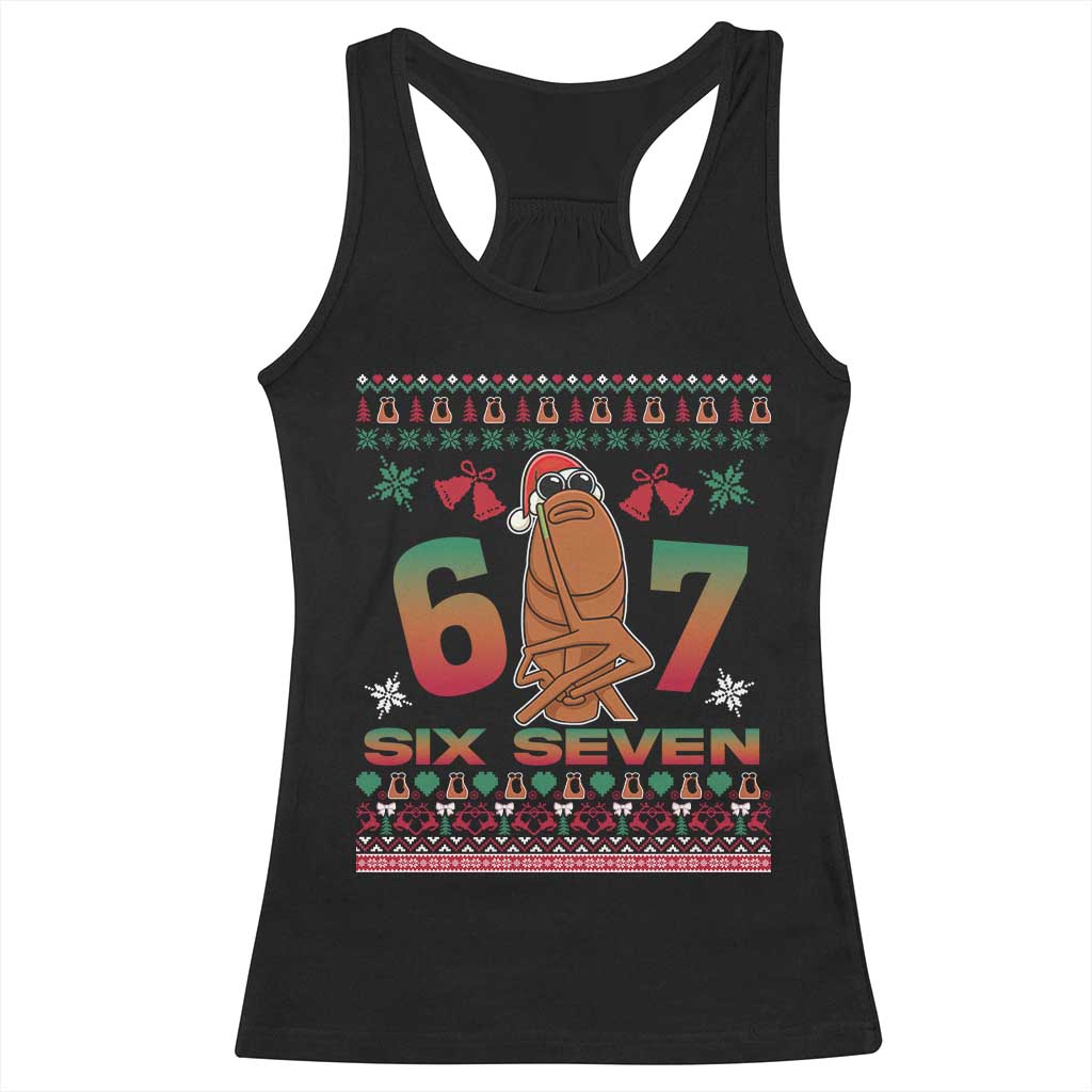 67 Six Seven Christmas Racerback Tank Top Marcus The Worm Robert Meme TS14 Black Print Your Wear