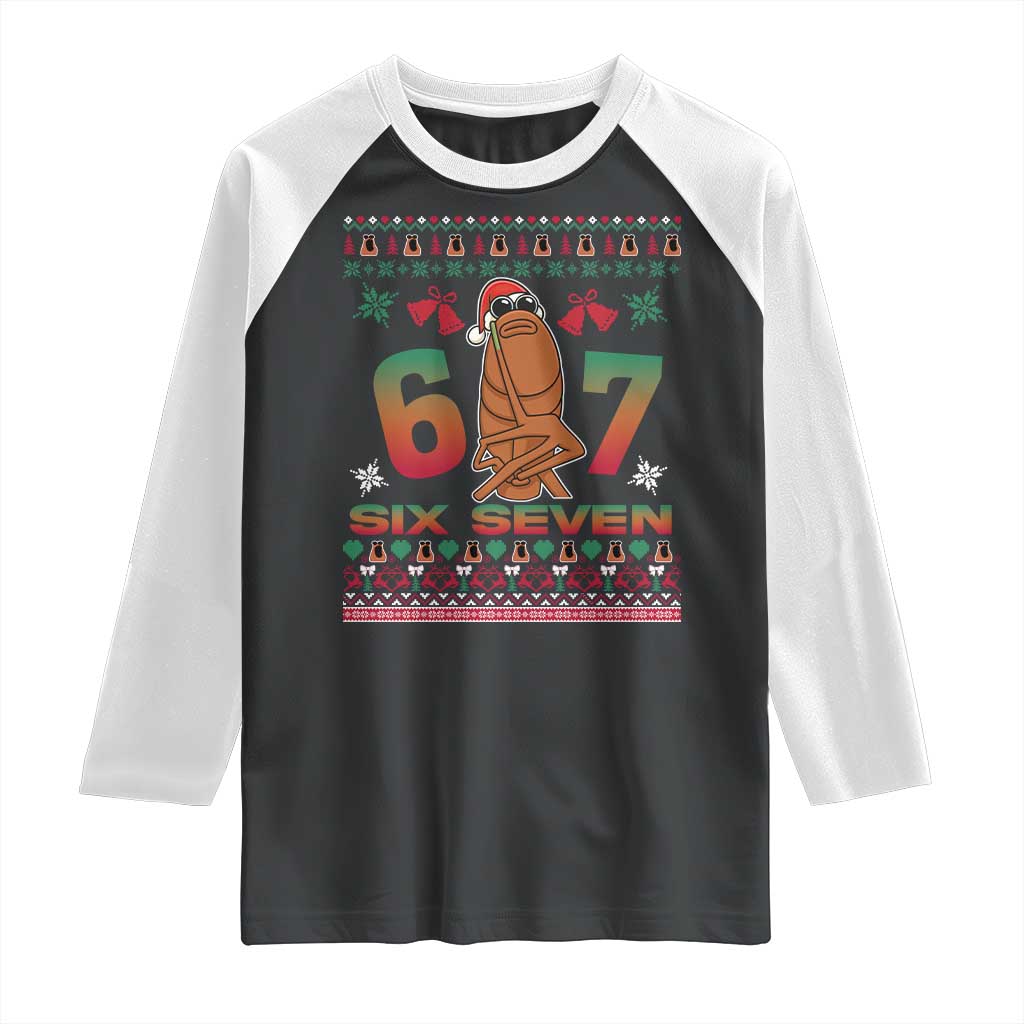 67 Six Seven Christmas Raglan Shirt Marcus The Worm Robert Meme - Print Your Wear