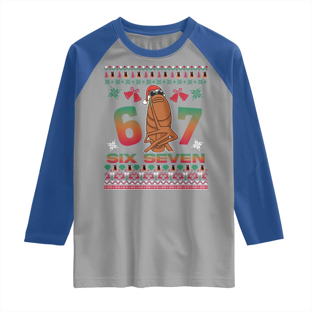 67 Six Seven Christmas Raglan Shirt Marcus The Worm Robert Meme TS14 Sport Gray Royal Print Your Wear
