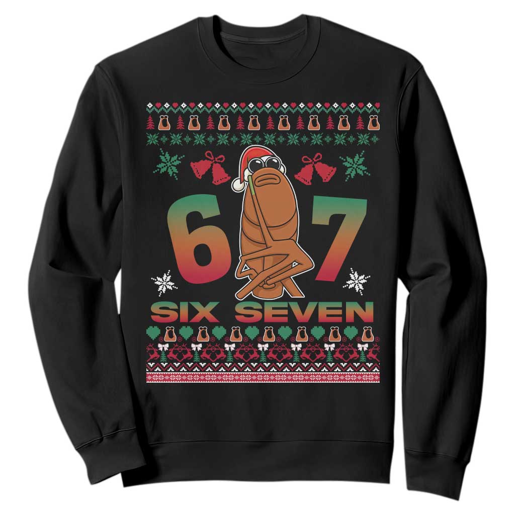 67 Six Seven Christmas Sweatshirt Marcus The Worm Robert Meme TS14 Black Print Your Wear