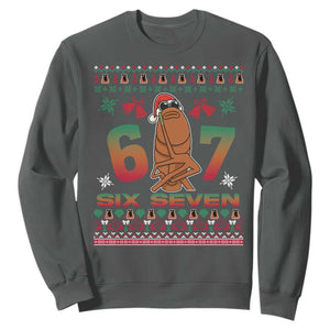 67 Six Seven Christmas Sweatshirt Marcus The Worm Robert Meme TS14 Dark Heather Print Your Wear