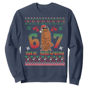67 Six Seven Christmas Sweatshirt Marcus The Worm Robert Meme TS14 Navy Print Your Wear