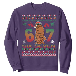 67 Six Seven Christmas Sweatshirt Marcus The Worm Robert Meme TS14 Purple Print Your Wear
