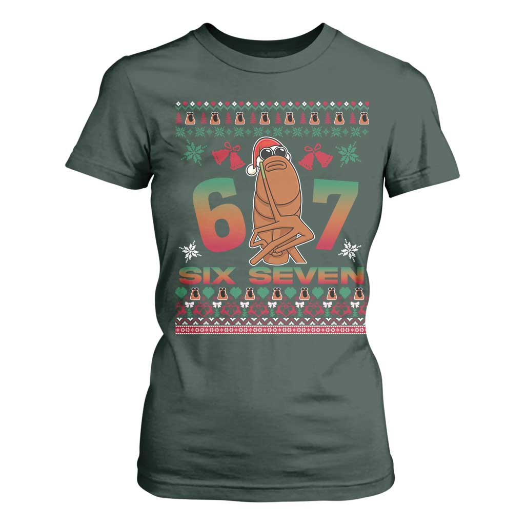 67 Six Seven Christmas T Shirt For Women Marcus The Worm Robert Meme TS14 Dark Forest Green Print Your Wear