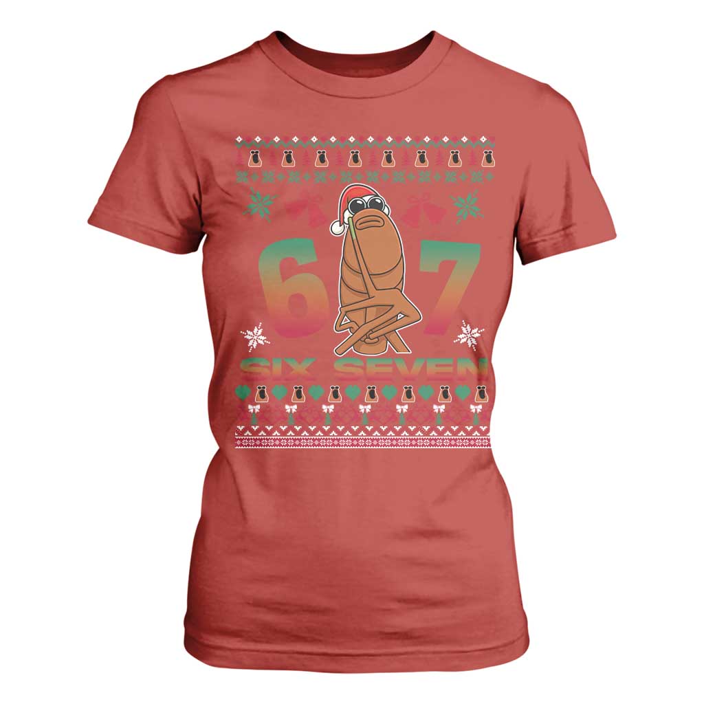 67 Six Seven Christmas T Shirt For Women Marcus The Worm Robert Meme TS14 Red Print Your Wear
