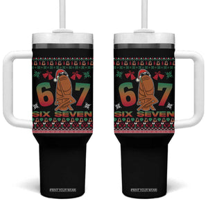67 Six Seven Christmas Tumbler With Handle Marcus The Worm Robert Meme TS14 One Size: 40 oz Black Print Your Wear