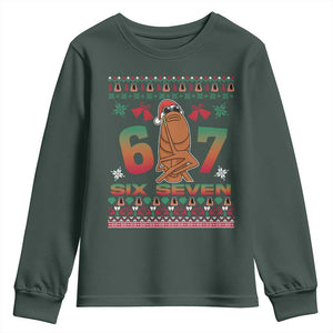67 Six Seven Christmas Youth Sweatshirt Marcus The Worm Robert Meme TS14 Dark Forest Green Print Your Wear