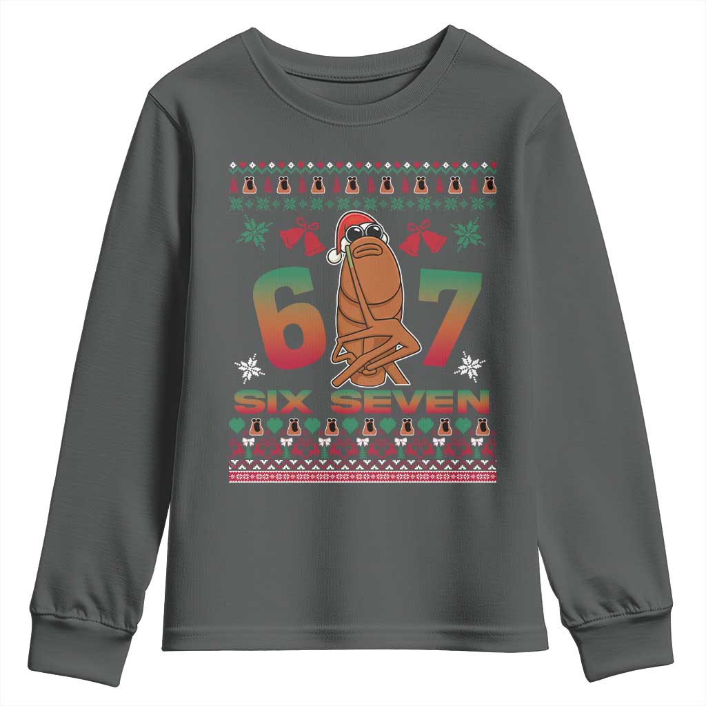67 Six Seven Christmas Youth Sweatshirt Marcus The Worm Robert Meme TS14 Dark Heather Print Your Wear