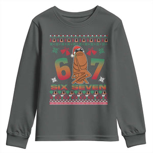 67 Six Seven Christmas Youth Sweatshirt Marcus The Worm Robert Meme TS14 Dark Heather Print Your Wear