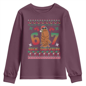 67 Six Seven Christmas Youth Sweatshirt Marcus The Worm Robert Meme TS14 Maroon Print Your Wear
