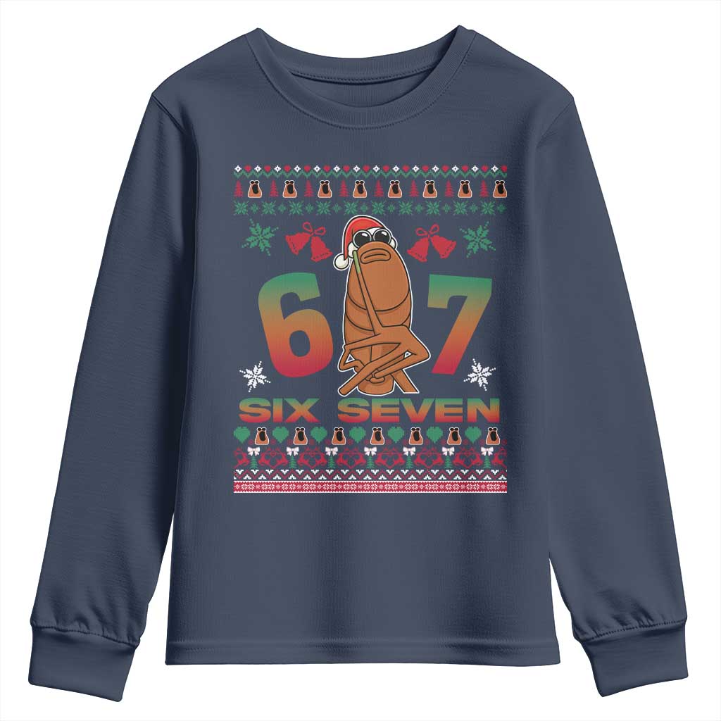 67 Six Seven Christmas Youth Sweatshirt Marcus The Worm Robert Meme TS14 Navy Print Your Wear