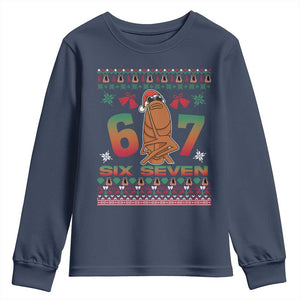 67 Six Seven Christmas Youth Sweatshirt Marcus The Worm Robert Meme TS14 Navy Print Your Wear