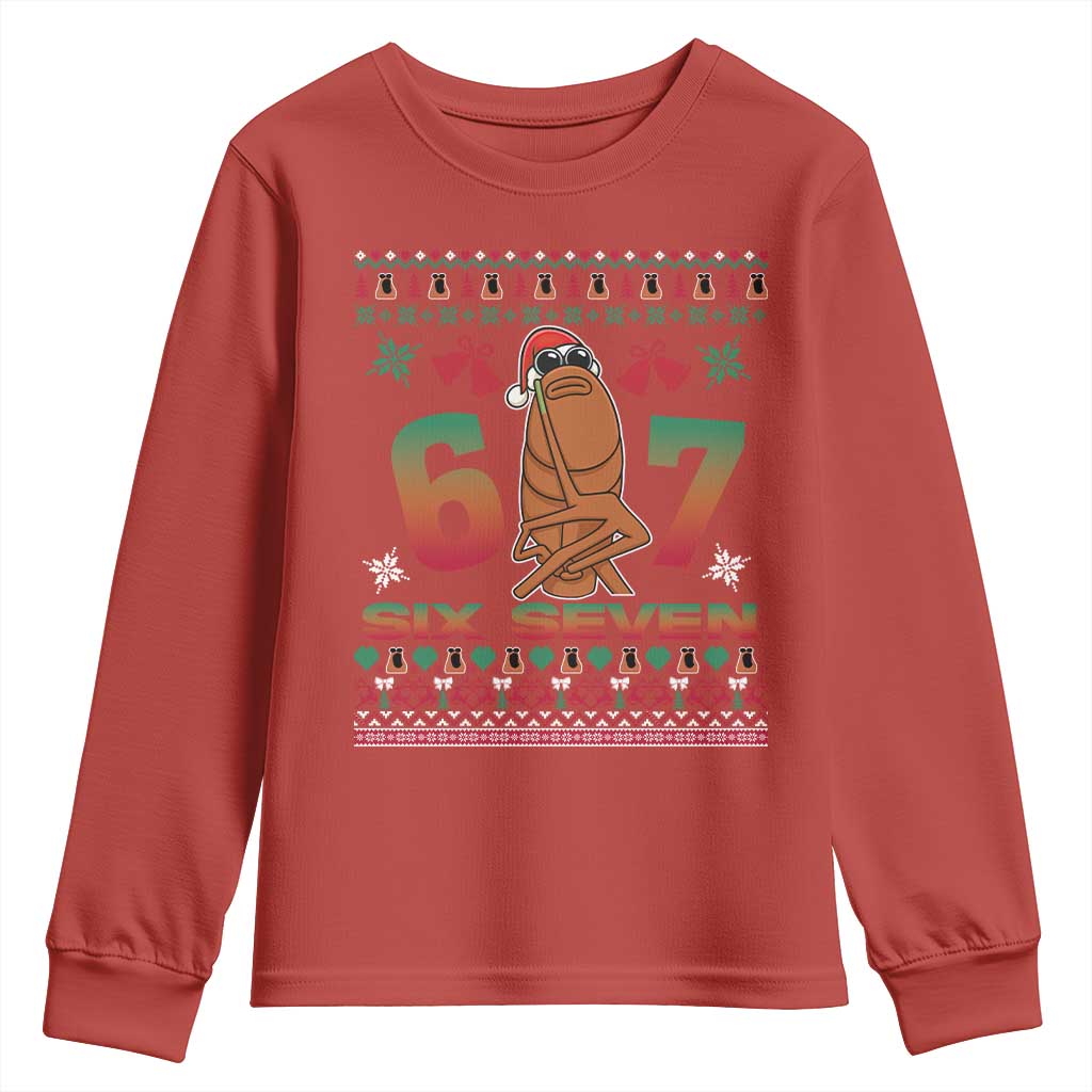 67 Six Seven Christmas Youth Sweatshirt Marcus The Worm Robert Meme TS14 Red Print Your Wear