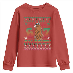 67 Six Seven Christmas Youth Sweatshirt Marcus The Worm Robert Meme TS14 Red Print Your Wear