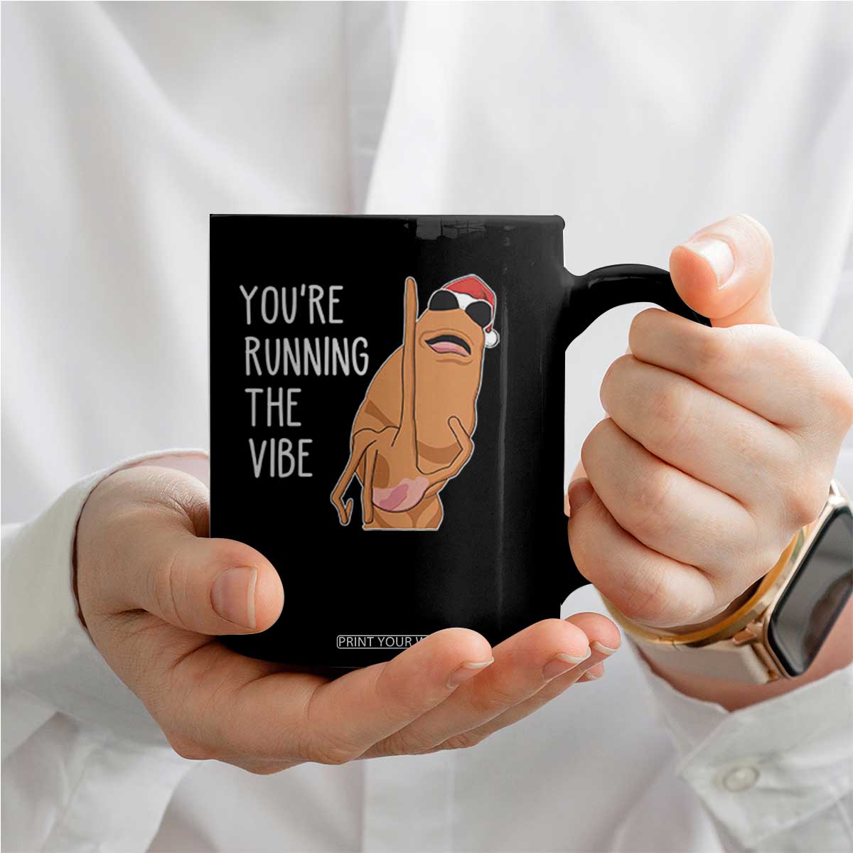 Marcus The Worm Robert Meme Christmas Coffee Mug You Are Running The Vibe - Print Your Wear