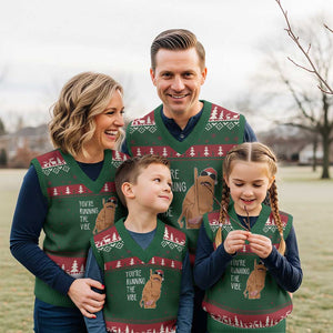 Marcus The Worm Robert Meme Xmas V-Neck Knit Sweater Vest You Are Running The Vibe TS14 Red Green Print Your Wear