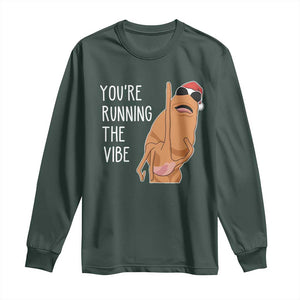 Marcus The Worm Robert Meme Christmas Long Sleeve Shirt You Are Running The Vibe TS14 Dark Forest Green Print Your Wear