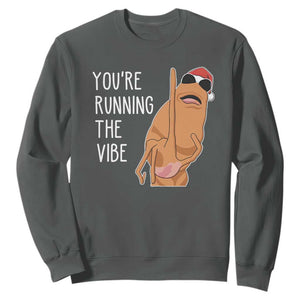 Marcus The Worm Robert Meme Christmas Sweatshirt You Are Running The Vibe TS14 Dark Heather Print Your Wear