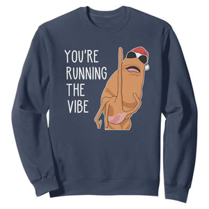 Marcus The Worm Robert Meme Christmas Sweatshirt You Are Running The Vibe TS14 Navy Print Your Wear