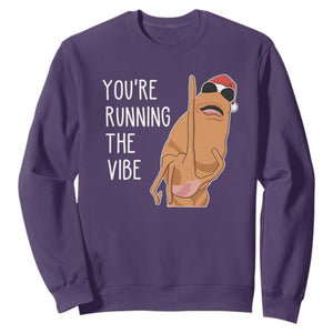 Marcus The Worm Robert Meme Christmas Sweatshirt You Are Running The Vibe TS14 Purple Print Your Wear
