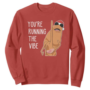 Marcus The Worm Robert Meme Christmas Sweatshirt You Are Running The Vibe TS14 Red Print Your Wear