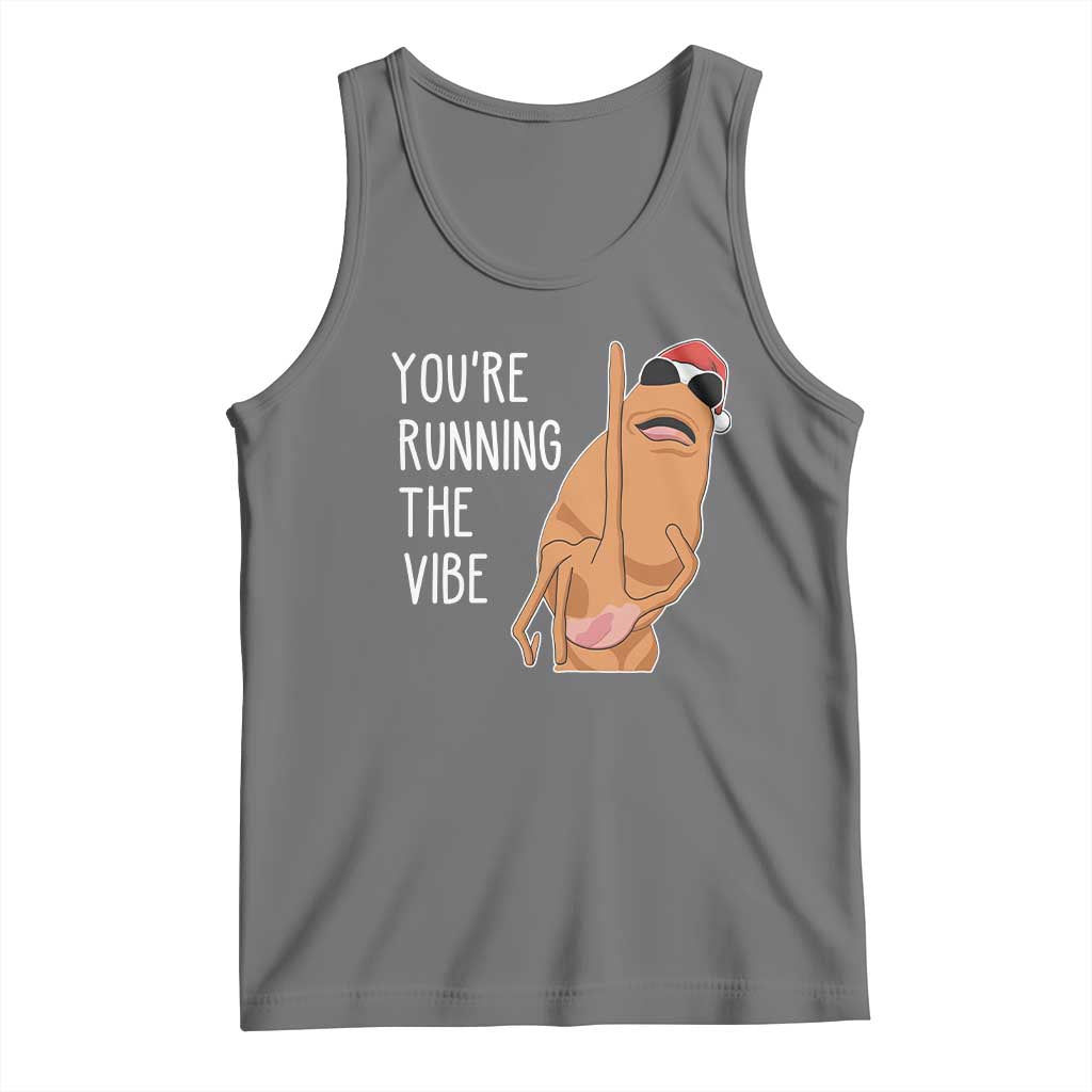 Marcus The Worm Robert Meme Christmas Tank Top You Are Running The Vibe TS14 Black Heather Print Your Wear