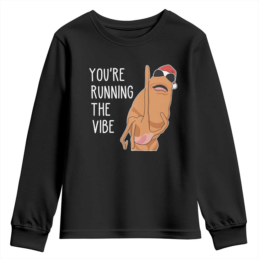 Marcus The Worm Robert Meme Christmas Youth Sweatshirt You Are Running The Vibe - Print Your Wear