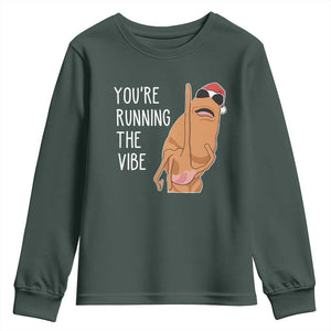 Marcus The Worm Robert Meme Christmas Youth Sweatshirt You Are Running The Vibe TS14 Dark Forest Green Print Your Wear
