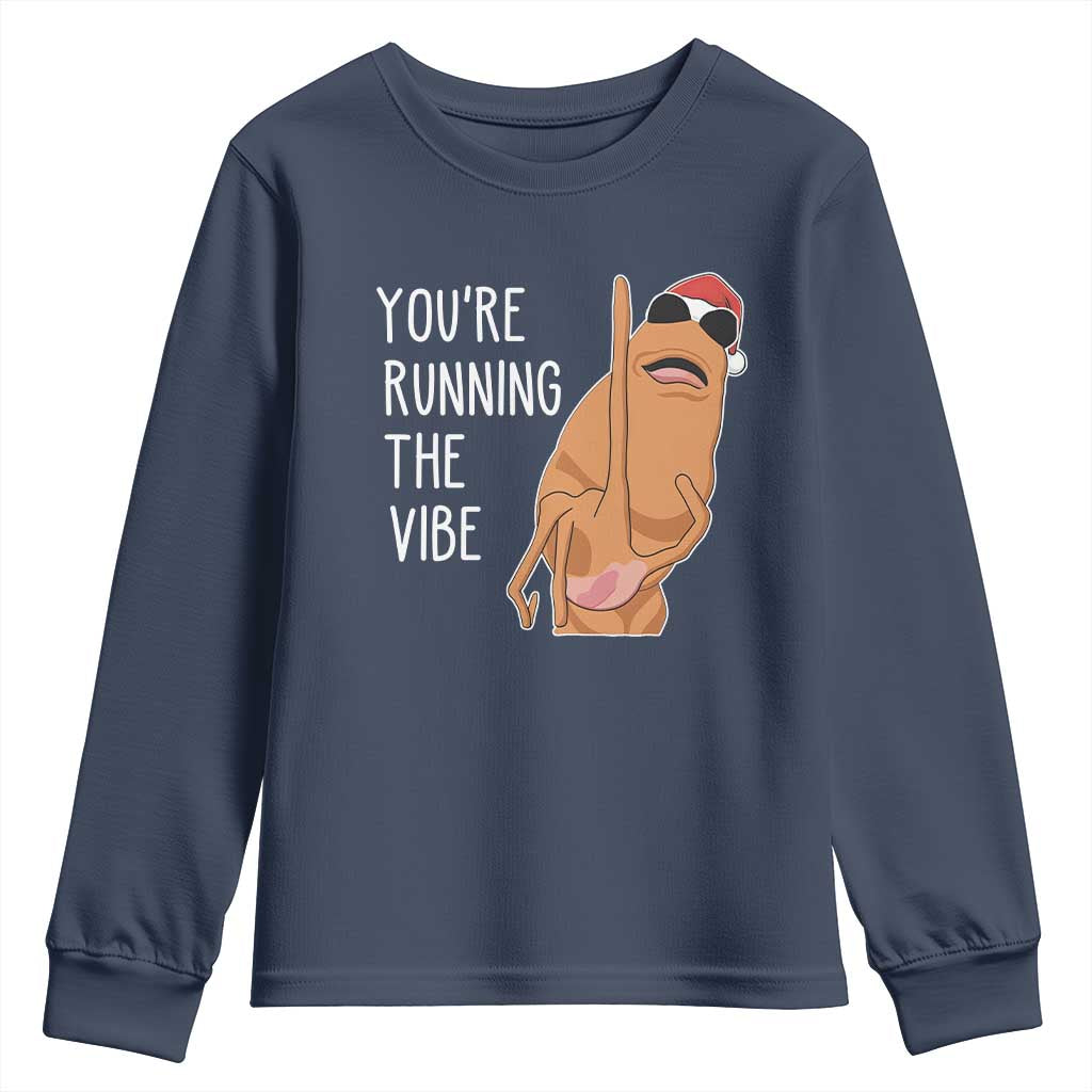 Marcus The Worm Robert Meme Christmas Youth Sweatshirt You Are Running The Vibe TS14 Navy Print Your Wear