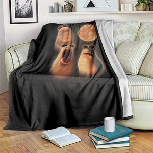 Marcus The Worm Meme Throw Blanket Funny Howling At Moon TS14 Print Your Wear