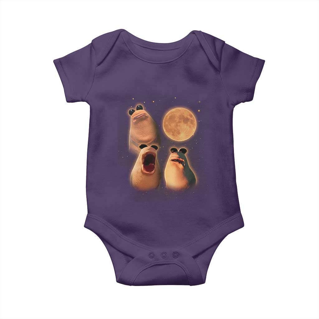 Marcus The Worm Meme Baby Onesie Funny Howling At Moon TS14 Purple Print Your Wear