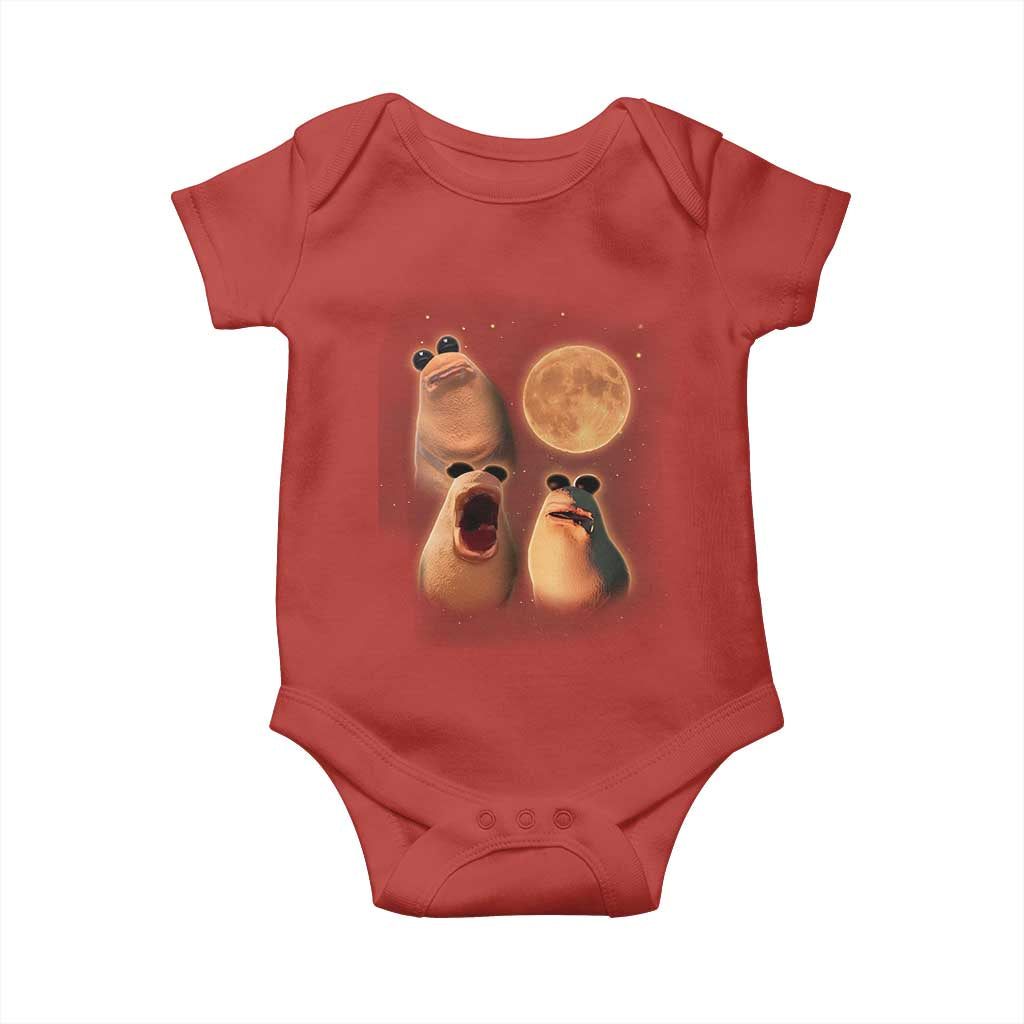 Marcus The Worm Meme Baby Onesie Funny Howling At Moon TS14 Red Print Your Wear