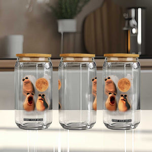 Marcus The Worm Meme Glass Can Funny Howling At Moon TS14 Print Your Wear