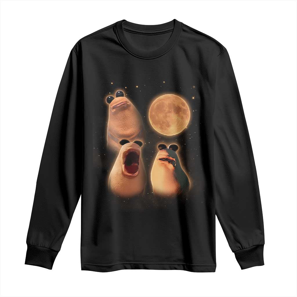 Marcus The Worm Meme Long Sleeve Shirt Funny Howling At Moon TS14 Black Print Your Wear