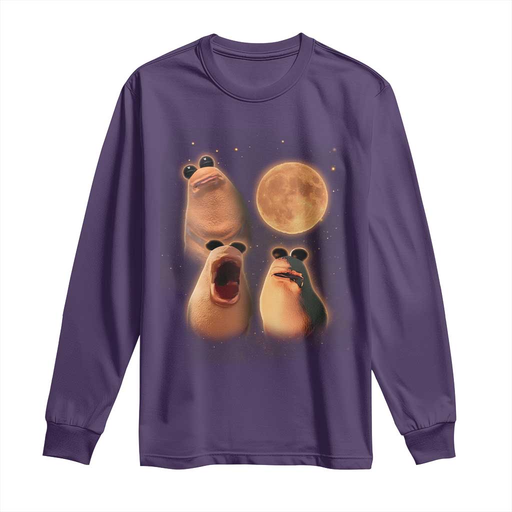 Marcus The Worm Meme Long Sleeve Shirt Funny Howling At Moon TS14 Purple Print Your Wear
