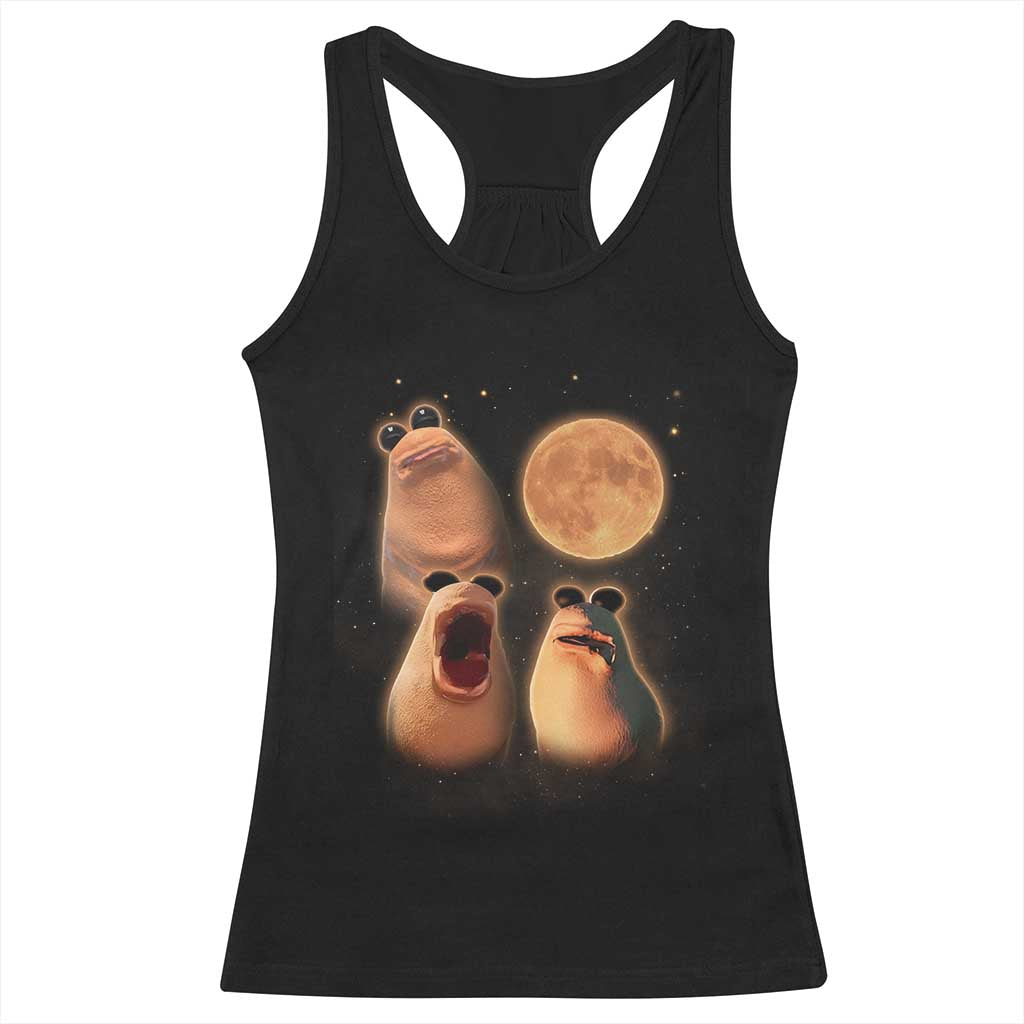Marcus The Worm Meme Racerback Tank Top Funny Howling At Moon TS14 Black Print Your Wear