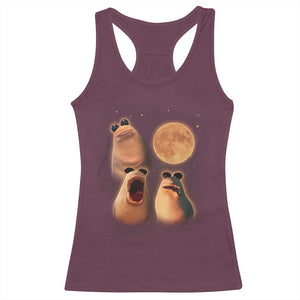 Marcus The Worm Meme Racerback Tank Top Funny Howling At Moon TS14 Maroon Print Your Wear